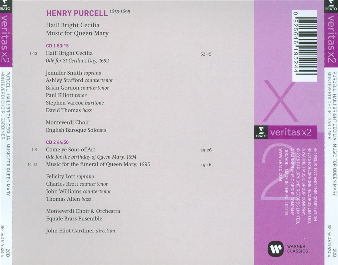 Purcell: Hail Bright Cecilia; Music for Queen Mary cover art