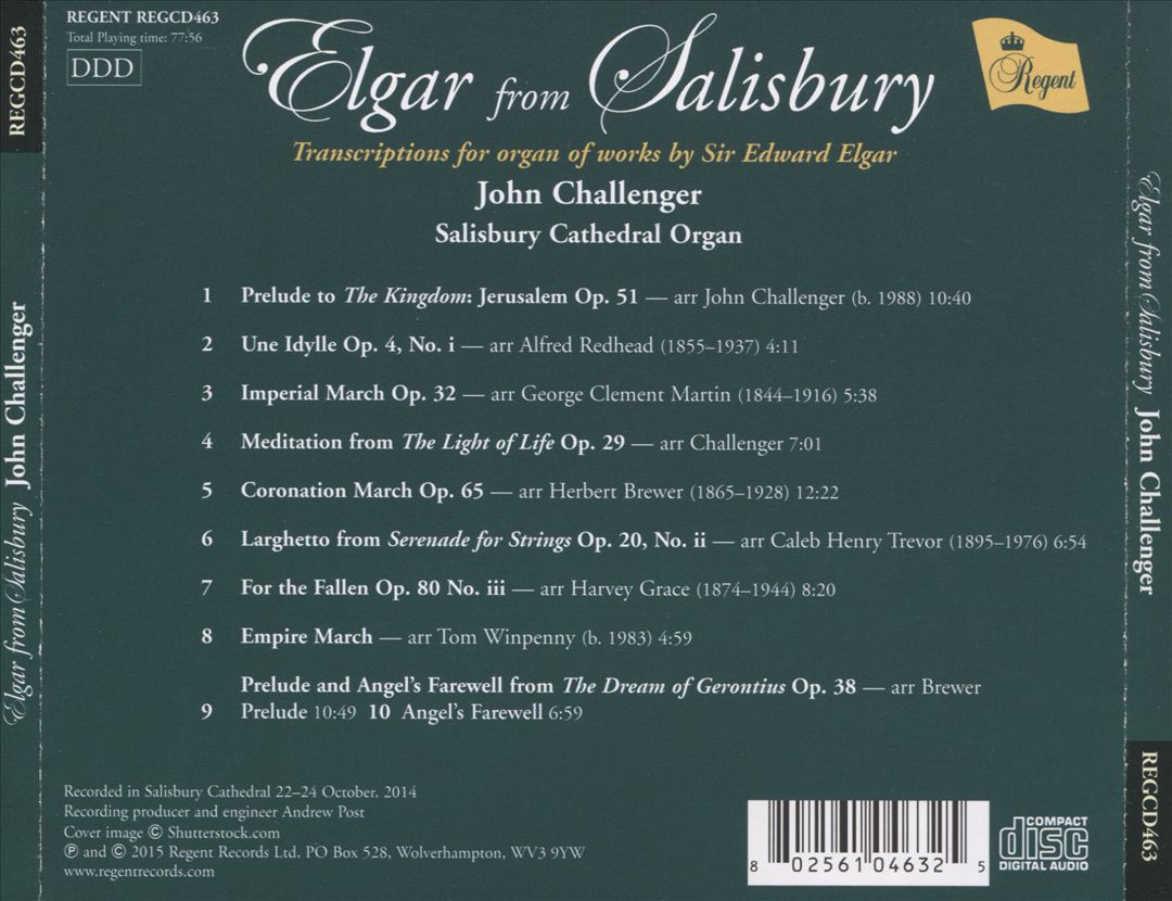 Elgar from Salisbury: Transcriptions for organ of works by Sir Edward Elgar cover art