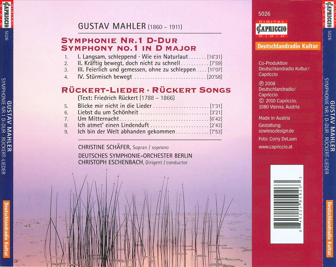 Mahler: Symphonie No. 1; Rückert-Lieder cover art
