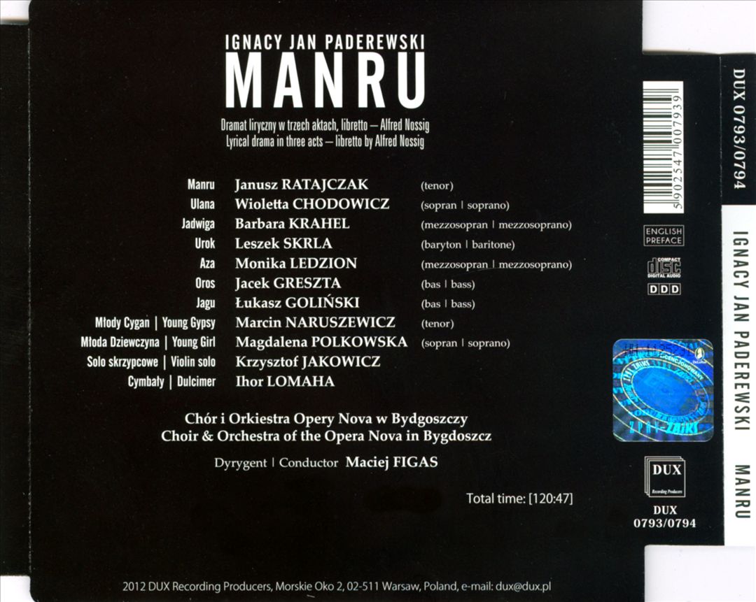 Ignacy Jan Paderewski: Manru cover art