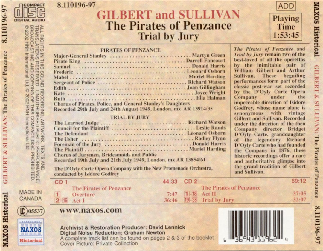 Gilbert and Sullivan: The Pirates of Penzance; Trial by Jury [1949 Recordings] cover art