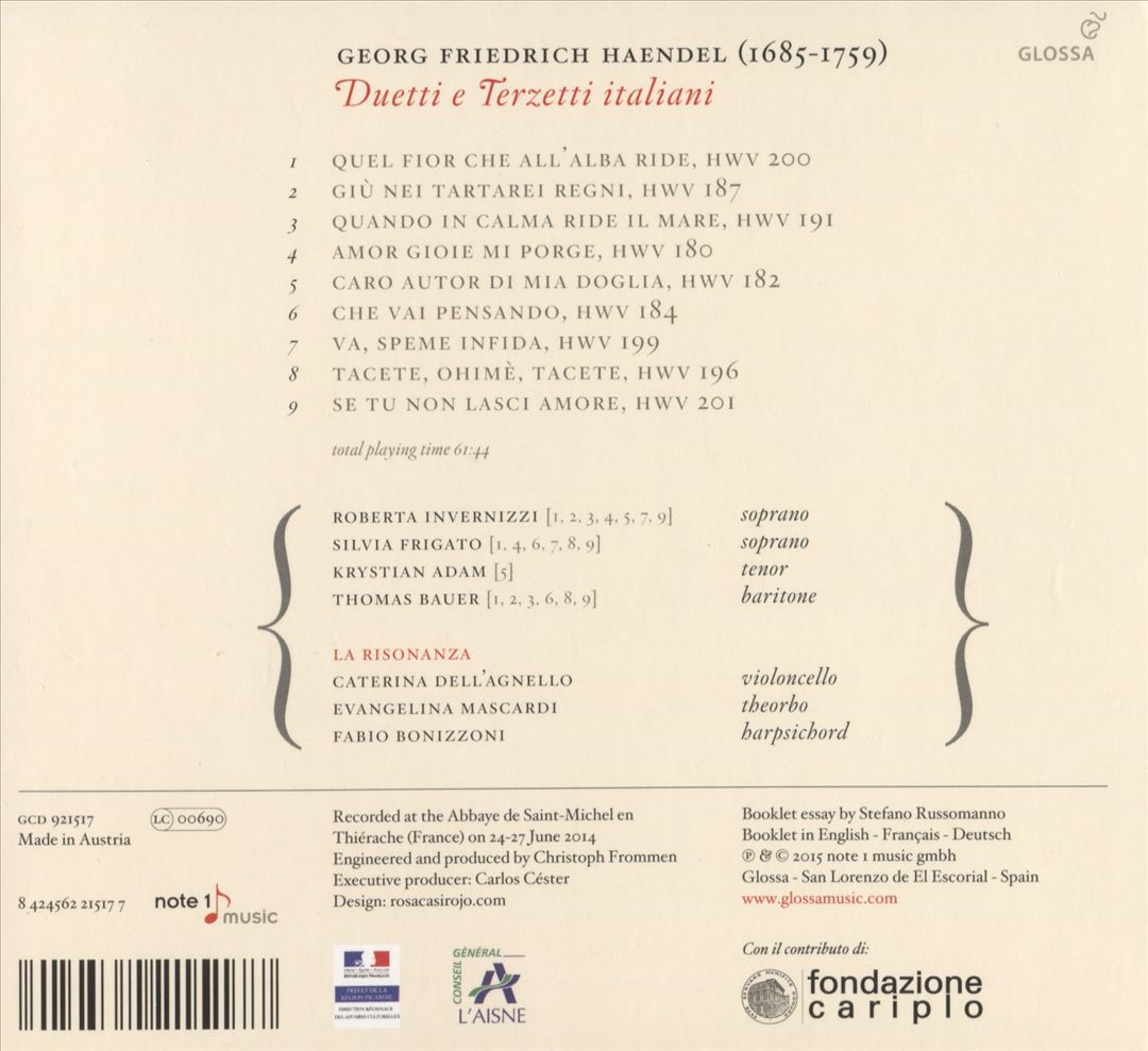 G.F. Haendel: Duetti e Terzetti Italiani cover art