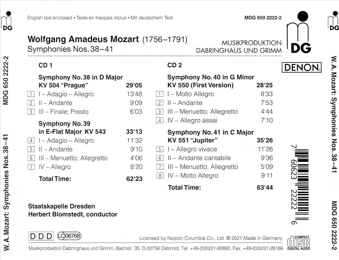 W.A. Mozart: Symphonies No. 38-41 cover art