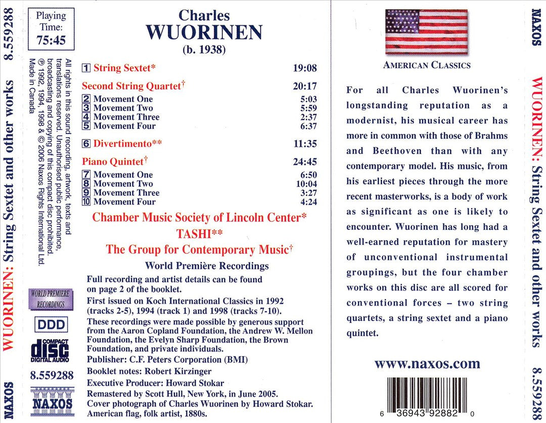 Charles Wuorinen: String Sextet; Piano Quintet; Divertimento cover art