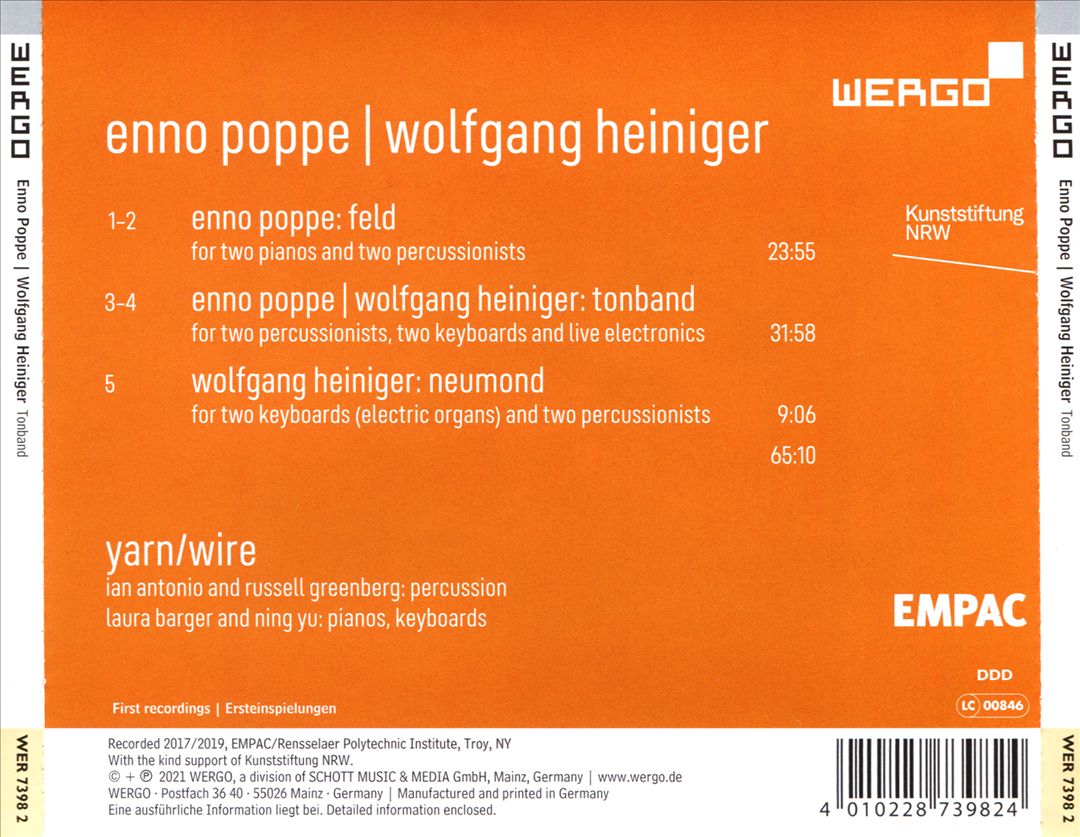 Enno Poppe-Wolfgang Heiniger: Tonband cover art