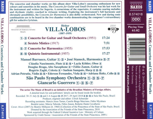 Villa-Lobos: Guitar Concerto; Harmonica Concerto; Sexteto Místico; Quinteto Instrumental cover art