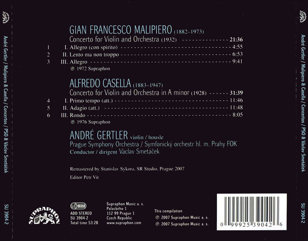 Malipiero: Violin Concerto; Casella: Violin Concerto cover art