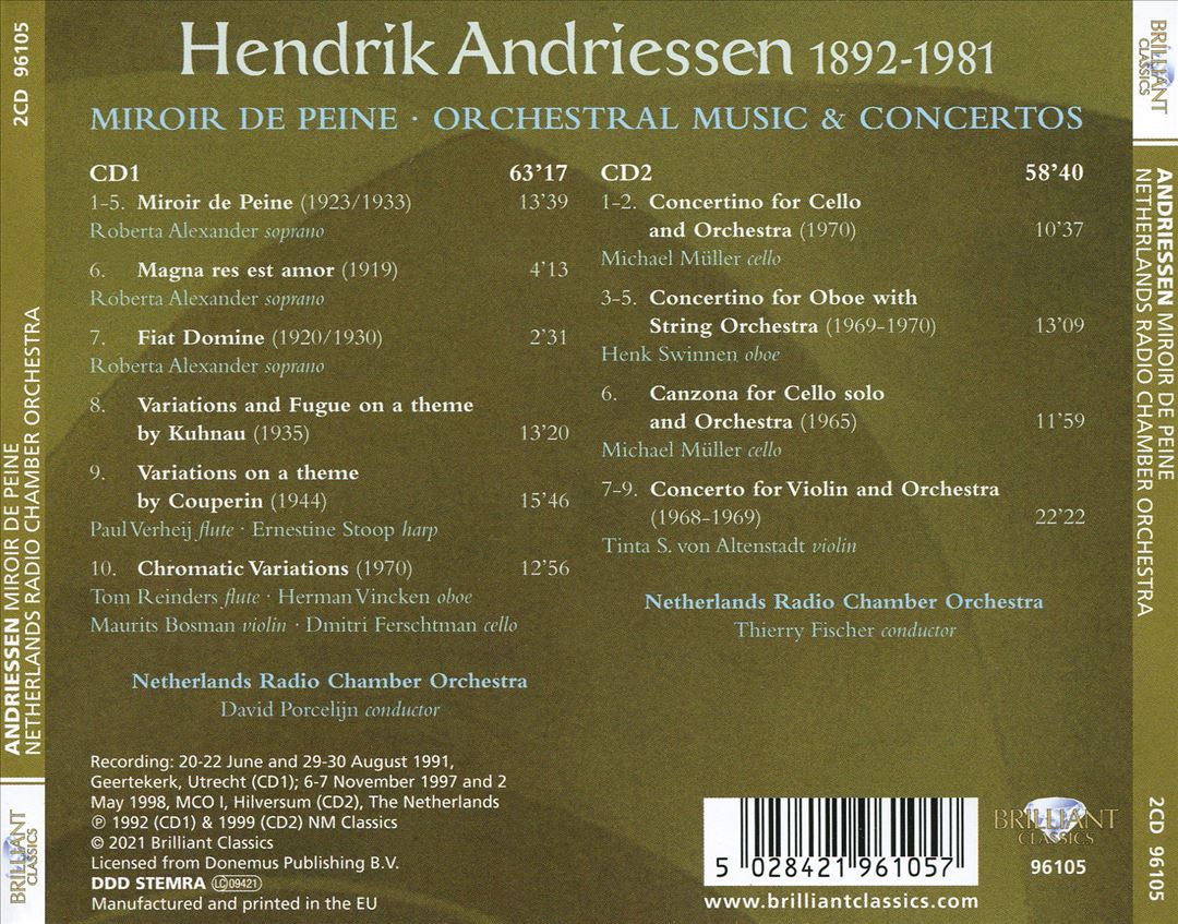 Hendrik Andriessen: Miroir de Peine - Orchestral Music & Concertos cover art