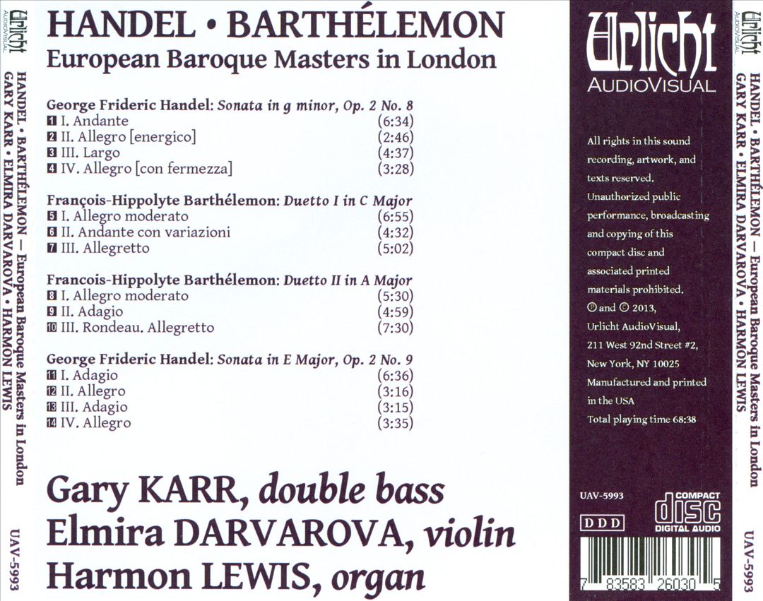 Handel & Barthélemon: European Baroque Masters in London cover art