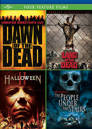 DAWN OF THE DEAD / GEORGE A. ROMERO'S LAND OF THE DEAD / HALLOWEEN II / THE PEOPLE UNDER THE STAIRS FOUR FEATURE FILMS cover art