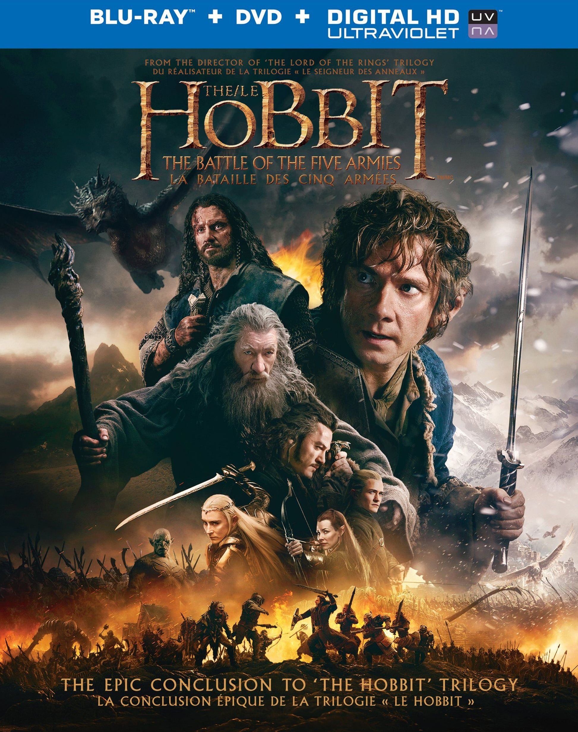Hobbit: The Battle of the Five Armies [Blu-ray/DVD] cover art