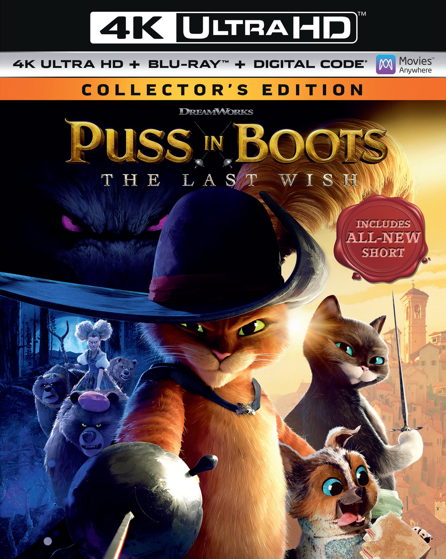 Puss in Boots: The Last Wish [Includes Digital Copy] [4K Ultra HD Blu-ray/Blu-ray] cover art