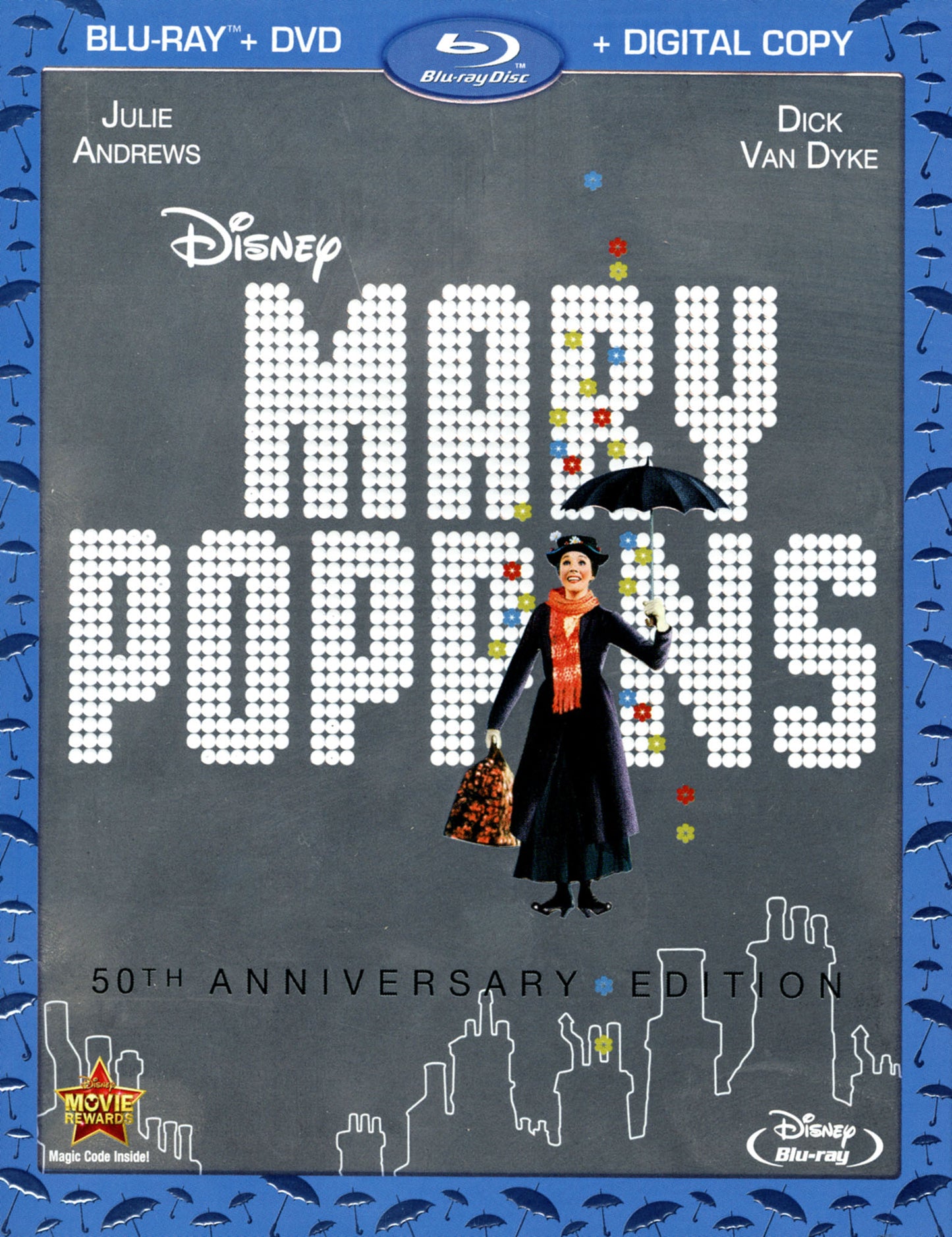 Mary Poppins [50th Anniversary Edition] [2 Discs] [Includes Digital Copy] [Blu-ray/DVD] cover art